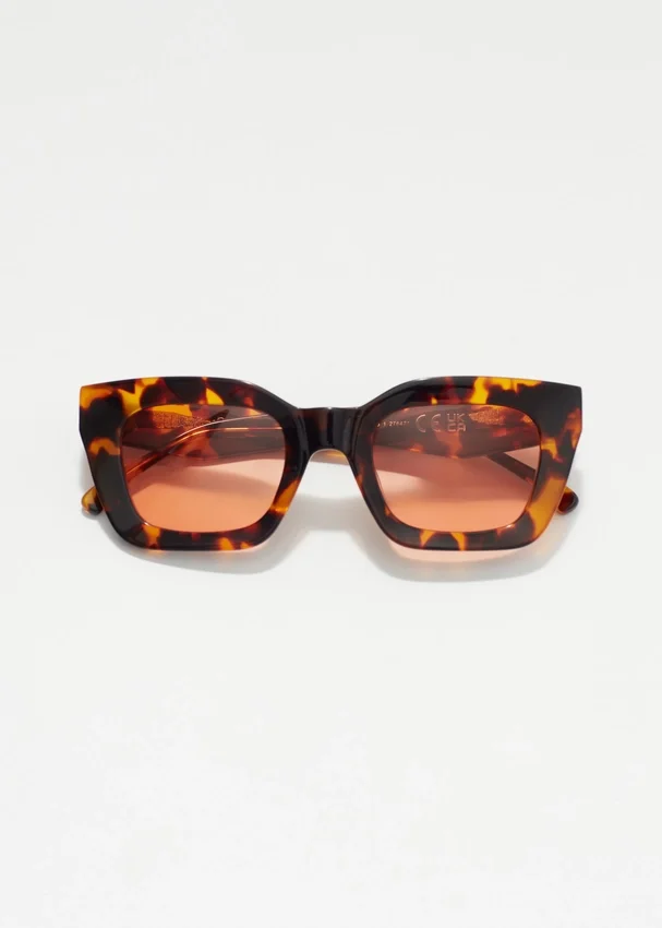 Acetat-Sonnenbrille mit rechteckigem Rahmen Acetat-Sonnenbrille mit rechteckigem Rahmen