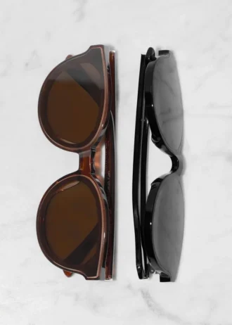 Acetat-Sonnenbrille mit rundem Rahmen