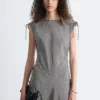 Asymmetrisch drapiertes Midikleid