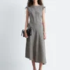 Asymmetrisch drapiertes Midikleid