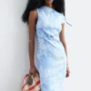 Asymmetrisches Midikleid mit Paisley-Muster