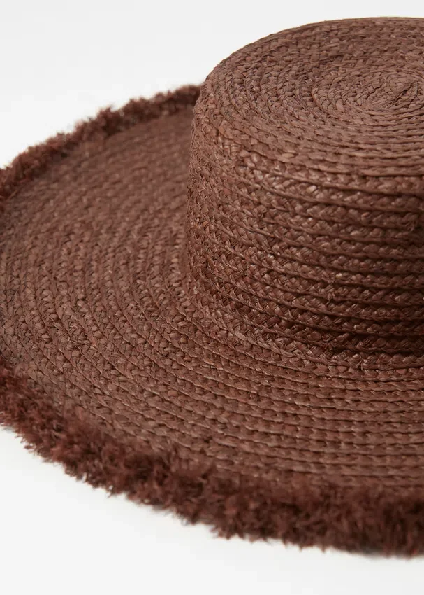 Ausgefranster Raffia-Strohhut Ausgefranster Raffia-Strohhut