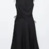 Ausgestelltes Midikleid aus Leinen