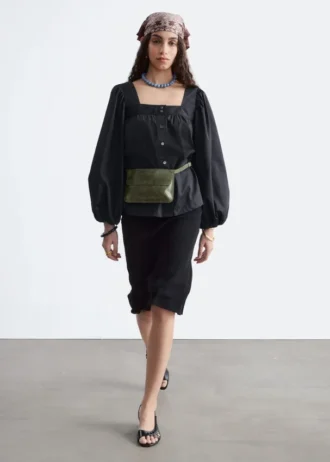 Baumwoll-Bluse mit quadratischem Ausschnitt