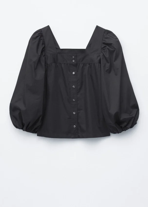 Baumwoll-Bluse mit quadratischem Ausschnitt Baumwoll-Bluse mit quadratischem Ausschnitt