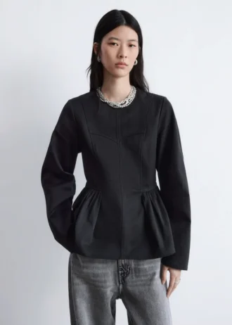 Baumwoll-Peplum-Oberteil
