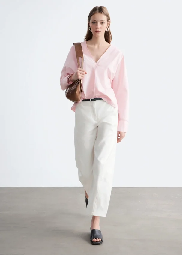 Baumwoll-Twill-Hose mit geradem Bein Baumwoll-Twill-Hose mit geradem Bein