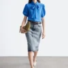 Bedruckte Seiden-Bluse mit Krawattenkragen Bedruckte Seiden-Bluse mit Krawattenkragen