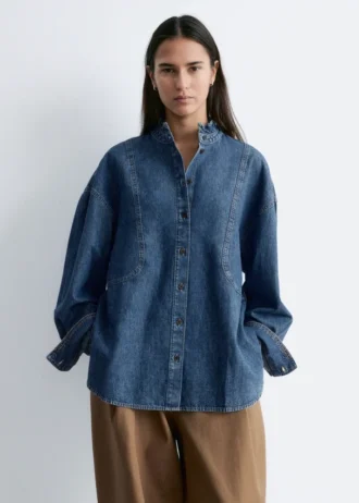 Übergroße Jeans-Bluse