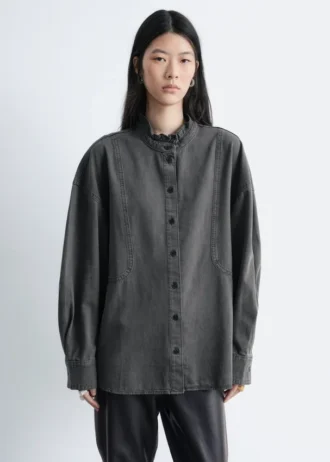 Übergroße Jeans-Bluse