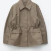 Übergroße Utility-Jacke mit Kordelzug