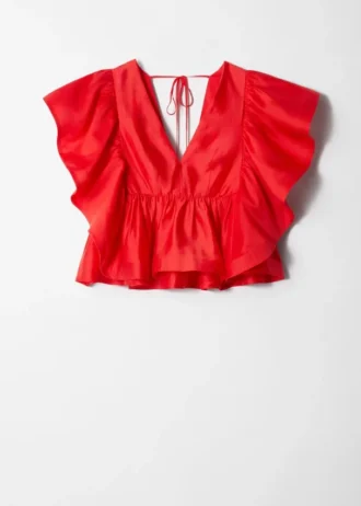 Bluse mit Rüschen und V-Ausschnitt Bluse mit Rüschen und V-Ausschnitt