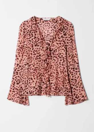 Bluse mit V-Ausschnitt und Rüschen
