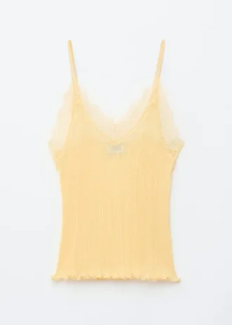 Camisole aus Rippstrick mit Spitze Camisole aus Rippstrick mit Spitze