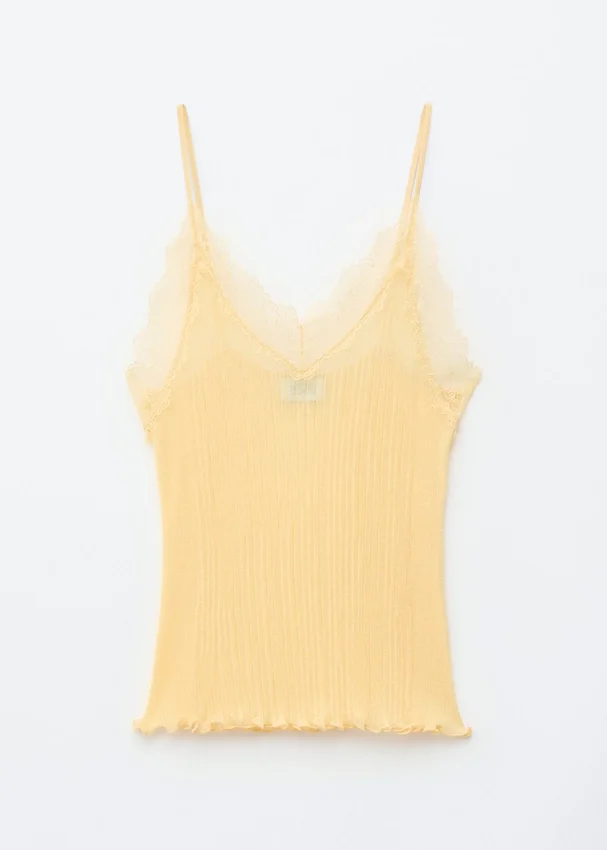 Camisole aus Rippstrick mit Spitze Camisole aus Rippstrick mit Spitze