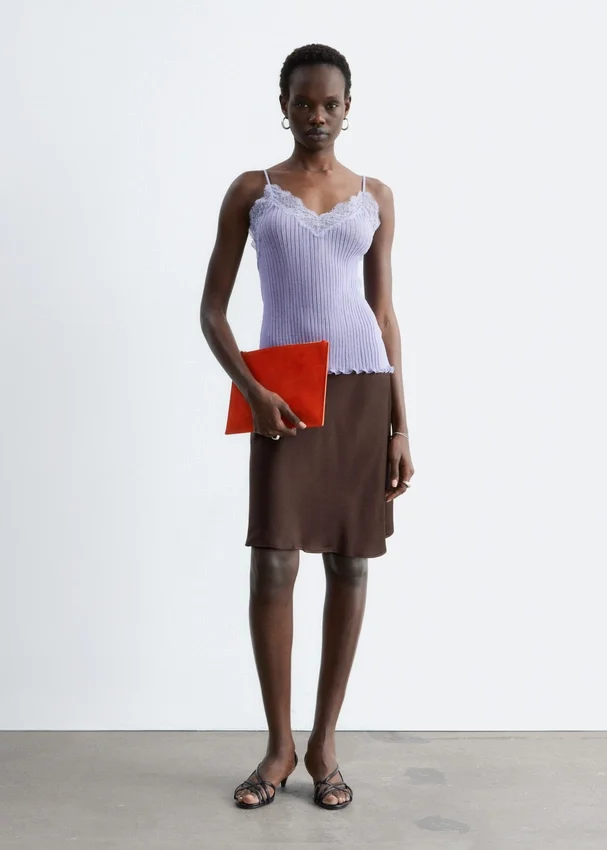 Camisole aus Rippstrick mit Spitze Camisole aus Rippstrick mit Spitze