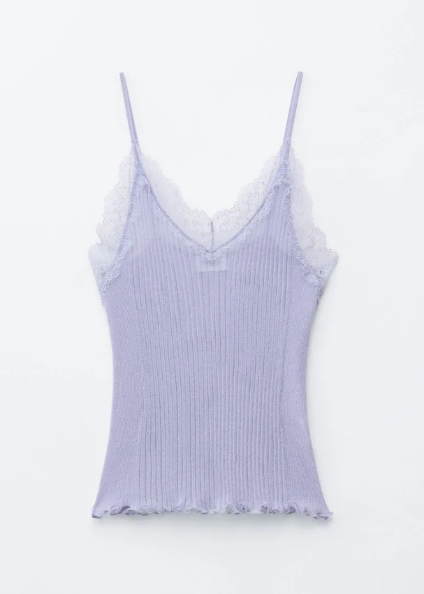 Camisole aus Rippstrick mit Spitze Camisole aus Rippstrick mit Spitze