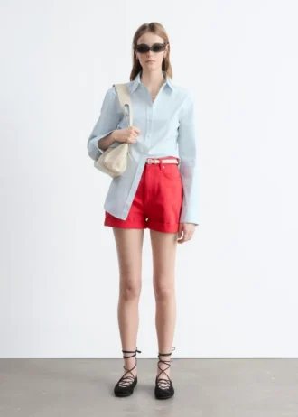 Denim-Shorts mit hoher Taille