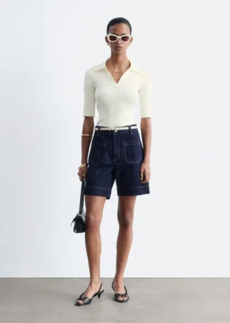 Denim-Shorts mit hoher Taille