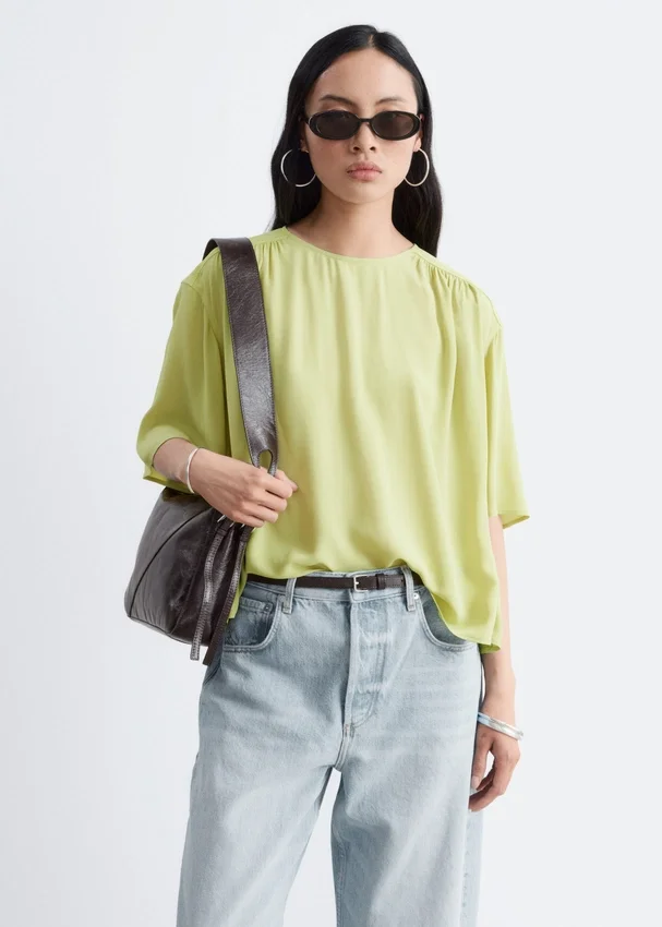 Geraffte Crêpe-Bluse Geraffte Crêpe-Bluse
