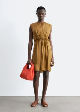 Gerafftes Seiden-Minikleid