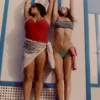 Geripptes Bandeau-Bikini-Oberteil