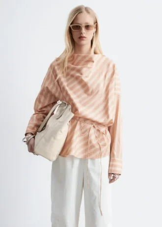 Gestreifte Bluse mit Wasserfallausschnitt Gestreifte Bluse mit Wasserfallausschnitt