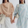 Midikleid mit bedrucktem Wasserfallausschnitt