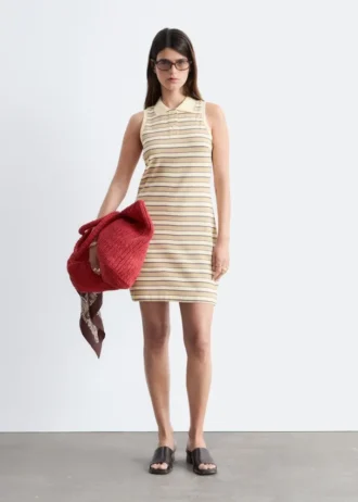 Gestreiftes Mini-Polo-Kleid aus Baumwolle