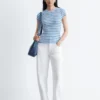Gestreiftes T-Shirt aus Rippstrick Gestreiftes T-Shirt aus Rippstrick