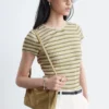 Gestreiftes T-Shirt aus Rippstrick