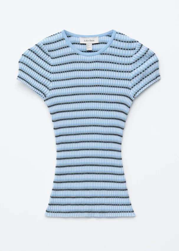 Gestreiftes T-Shirt aus Rippstrick Gestreiftes T-Shirt aus Rippstrick