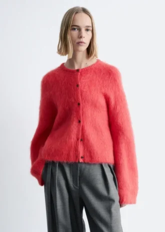 Gestrickter Cardigan aus gebürsteter Mohair-Mischung