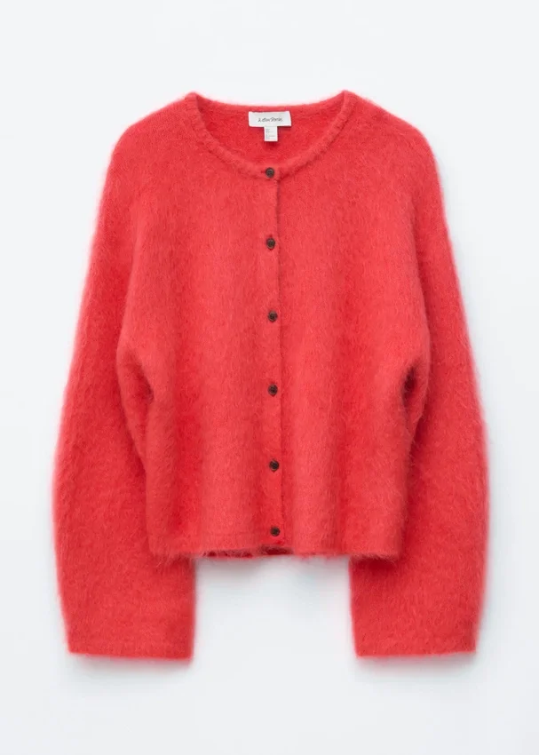Gestrickter Cardigan aus gebürsteter Mohair-Mischung Gestrickter Cardigan aus gebürsteter Mohair-Mischung