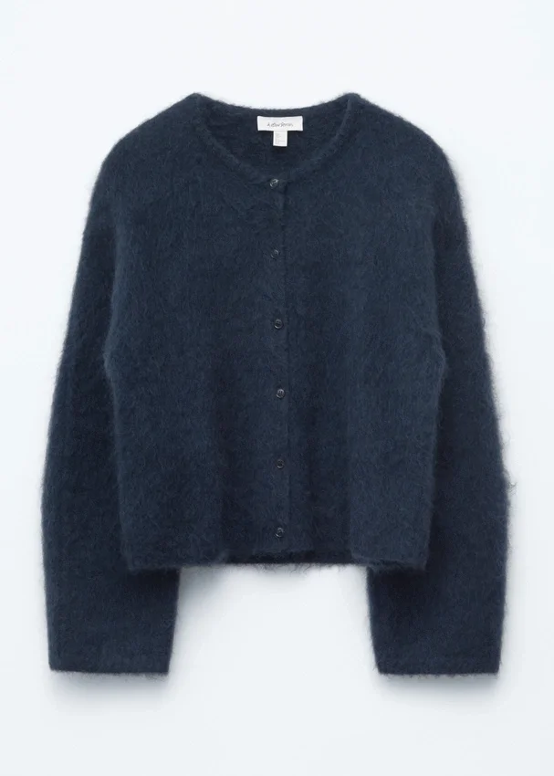 Gestrickter Cardigan aus gebürsteter Mohair-Mischung Gestrickter Cardigan aus gebürsteter Mohair-Mischung