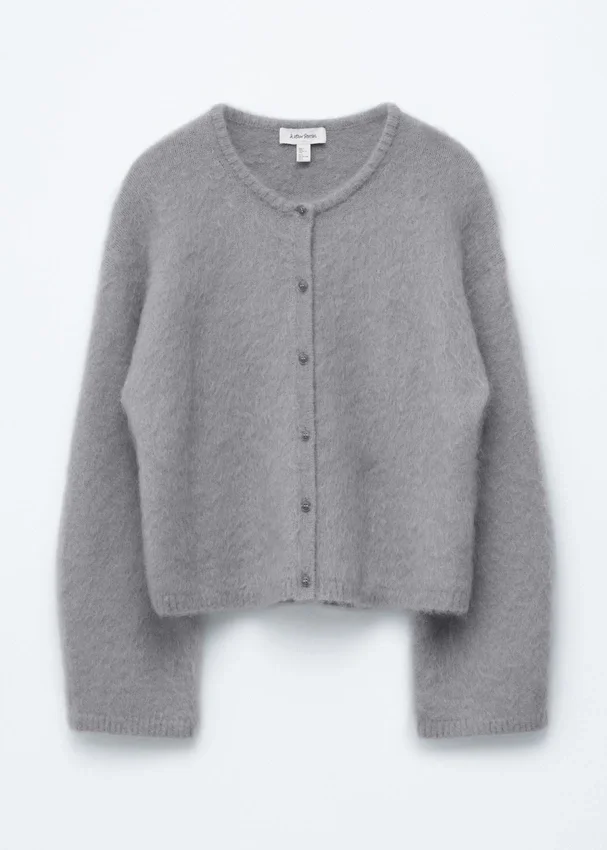 Gestrickter Cardigan aus gebürsteter Mohair-Mischung Gestrickter Cardigan aus gebürsteter Mohair-Mischung