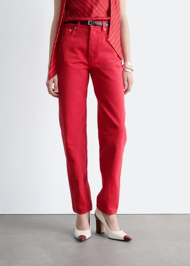 High-Waist-Jeans mit schmal zulaufendem Bein High-Waist-Jeans mit schmal zulaufendem Bein