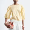 Jacquard-Bluse mit Ballonärmeln Jacquard-Bluse mit Ballonärmeln