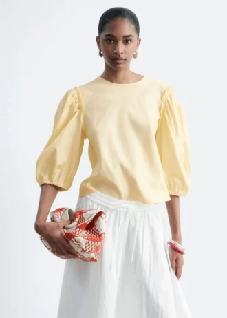 Jacquard-Bluse mit Ballonärmeln Jacquard-Bluse mit Ballonärmeln