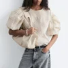 Jacquard-Bluse mit Ballonärmeln Jacquard-Bluse mit Ballonärmeln