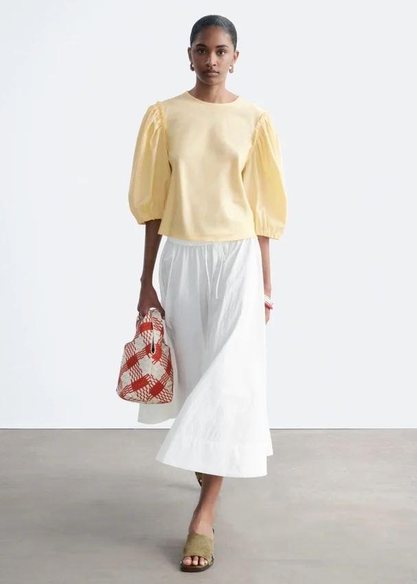 Jacquard-Bluse mit Ballonärmeln Jacquard-Bluse mit Ballonärmeln