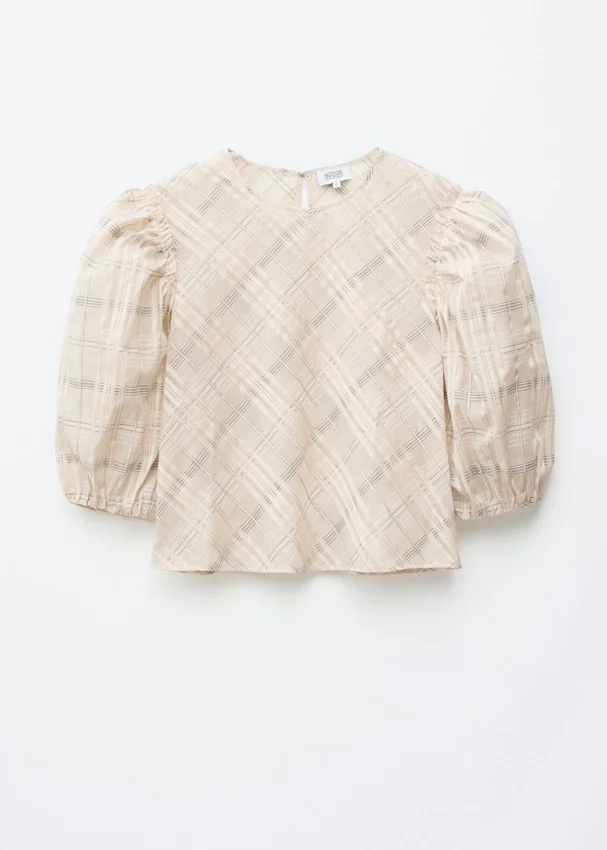 Jacquard-Bluse mit Ballonärmeln Jacquard-Bluse mit Ballonärmeln