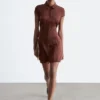 Jacquard-Mini-Hemdkleid