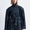 Jeansjacke mit Bindegürtel