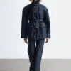 Jeansjacke mit Bindegürtel