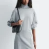 Jersey-Minikleid mit Rollkragen