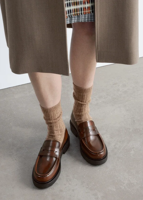 Klobige Leder-Loafer Klobige Leder-Loafer