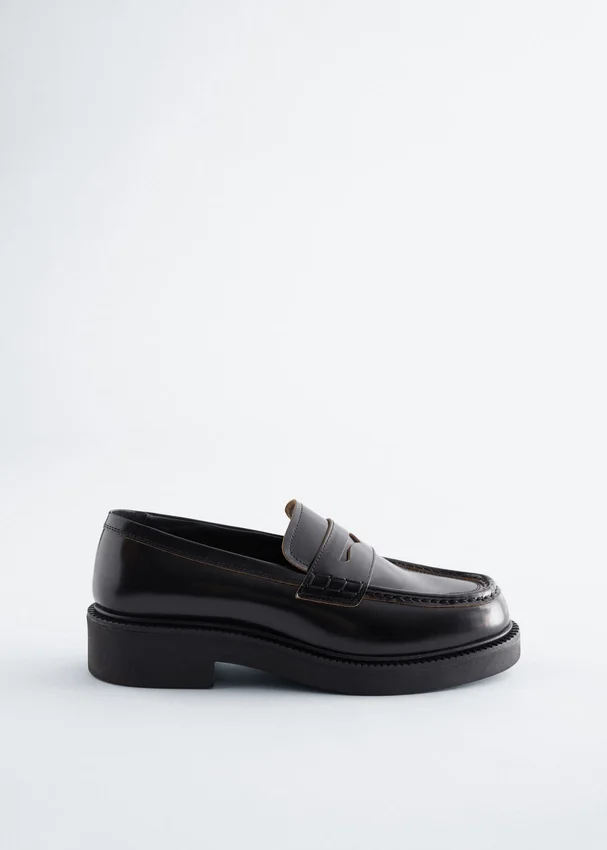 Klobige Leder-Loafer Klobige Leder-Loafer
