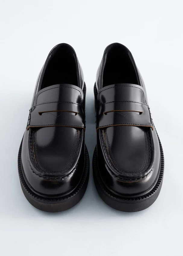 Klobige Leder-Loafer Klobige Leder-Loafer