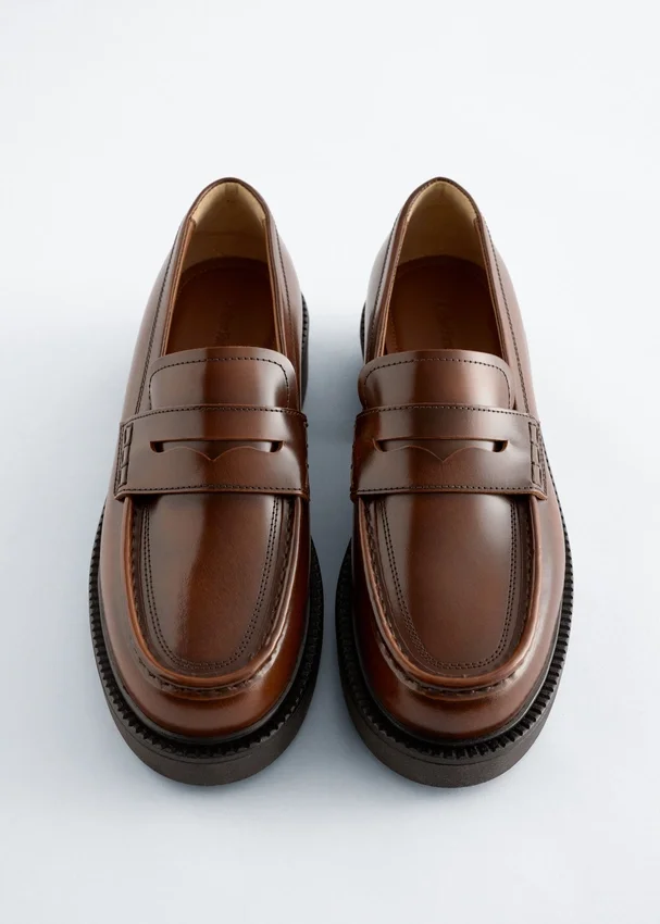 Klobige Leder-Loafer Klobige Leder-Loafer
